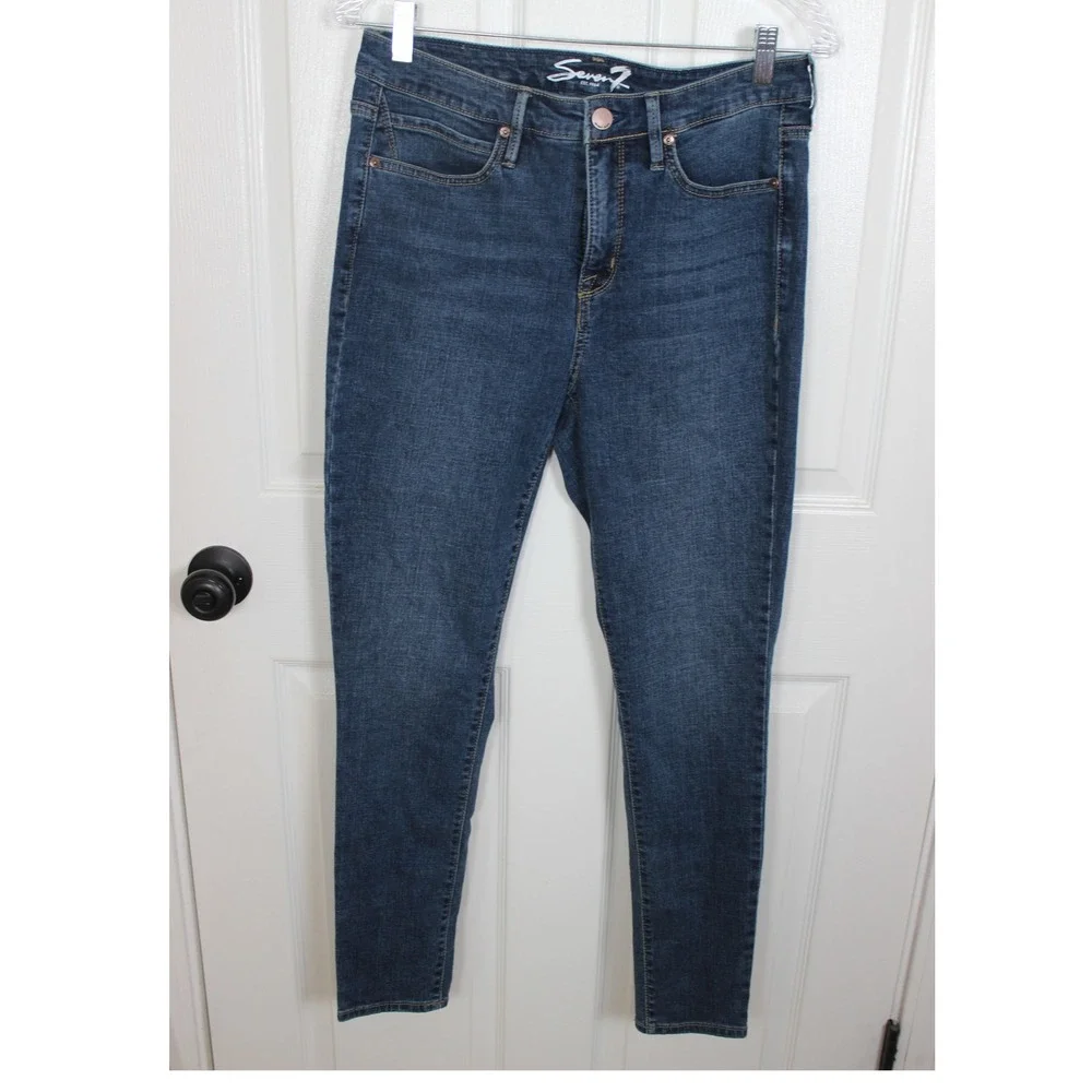 Seven 7 Jeans Womens Size 6 Blue Denim High Rise Skinny Casual Pants
